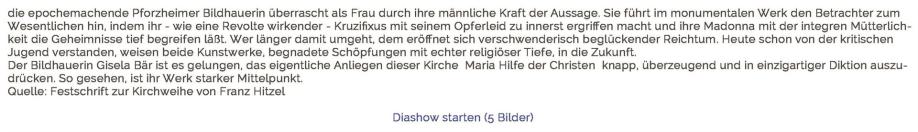 Gisela Bär, die epochemachende Pforzheimer Bildhauerin überrascht als Frau durch ihreDiashow starten