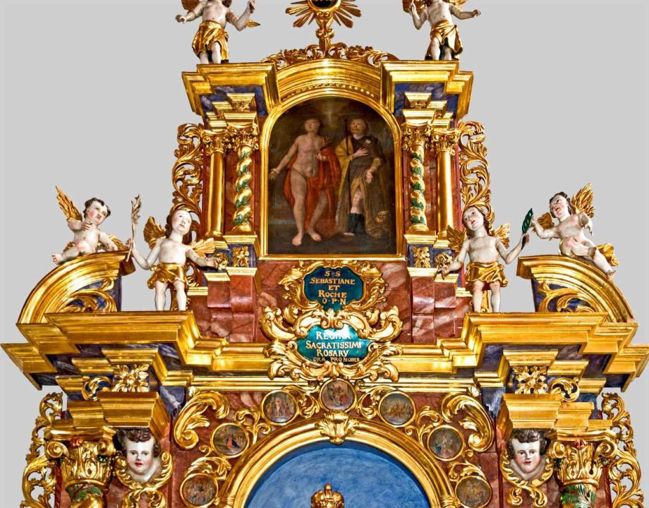 Altarkrone mit Hll. Sebastian & Rochus
